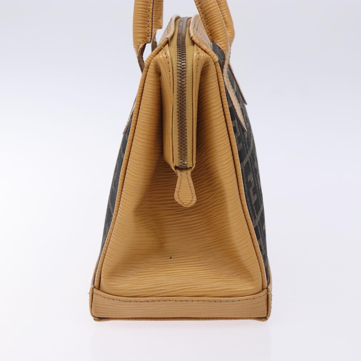 FENDI Zucca Canvas Hand Bag Black Brown Auth yk18810