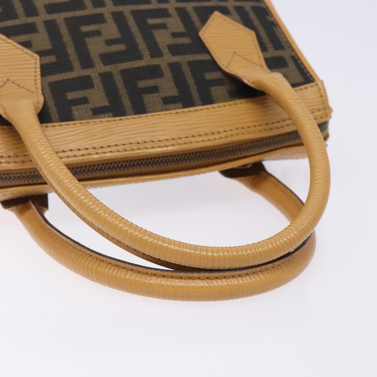 FENDI Zucca Canvas Hand Bag Black Brown Auth yk18810
