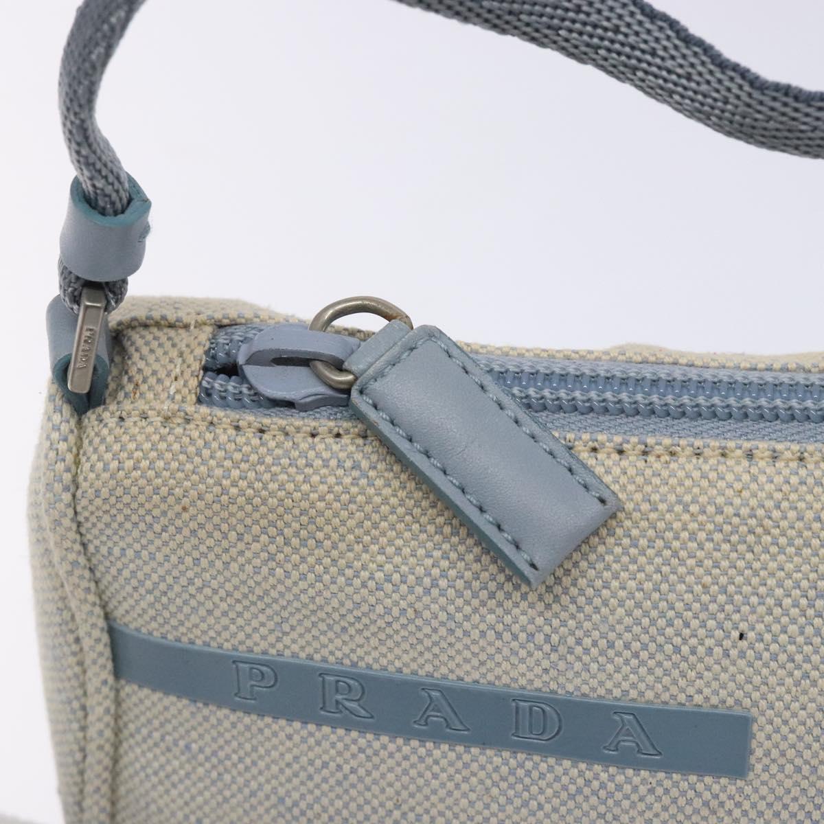 PRADA Sports Accessory Pouch Canvas Blue Silver Auth yk18833