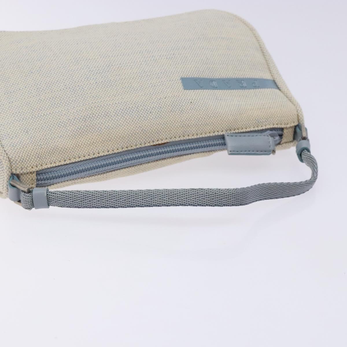 PRADA Sports Accessory Pouch Canvas Blue Silver Auth yk18833