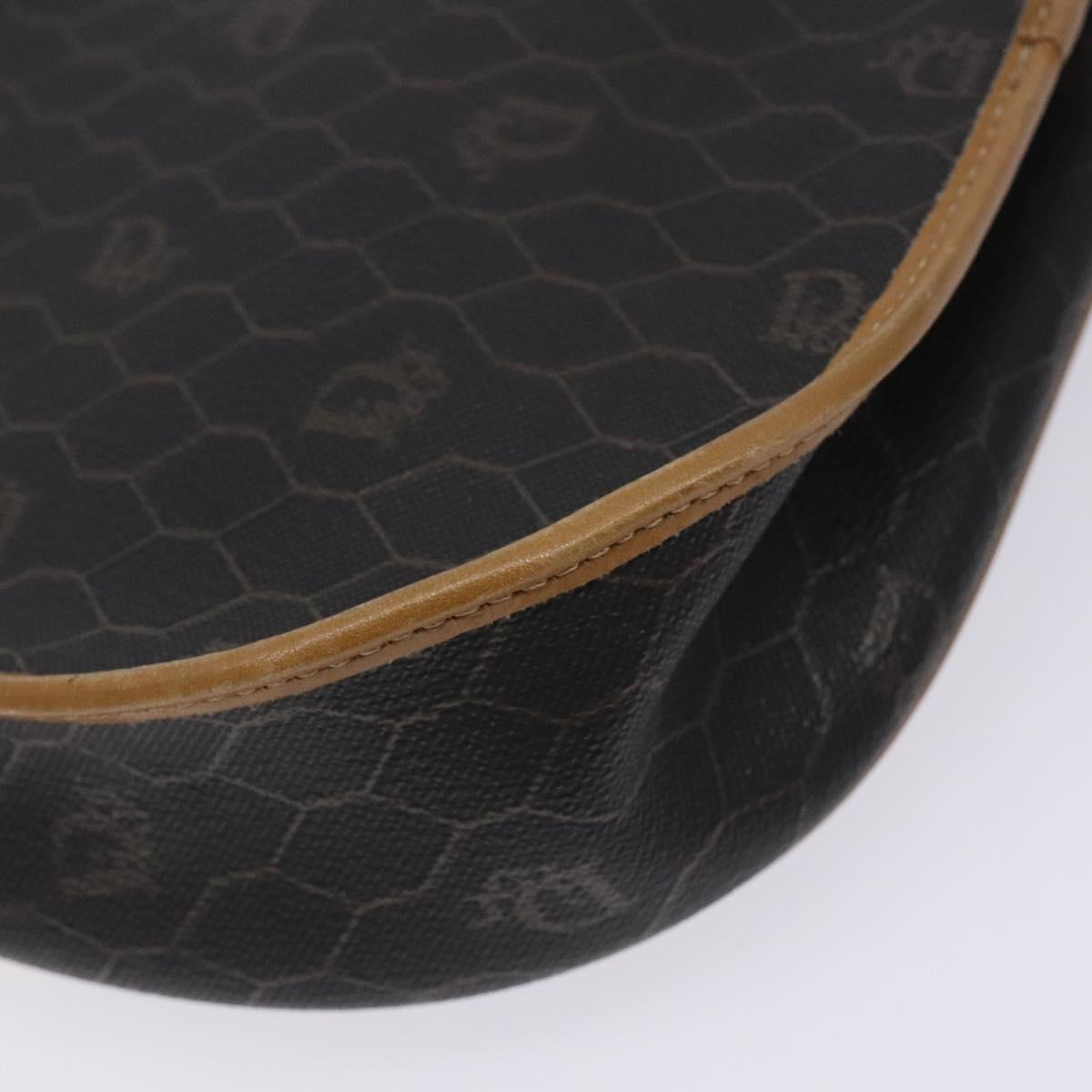 Christian Dior Honeycomb Canvas Shoulder Bag PVC Black Gold Auth yk18869