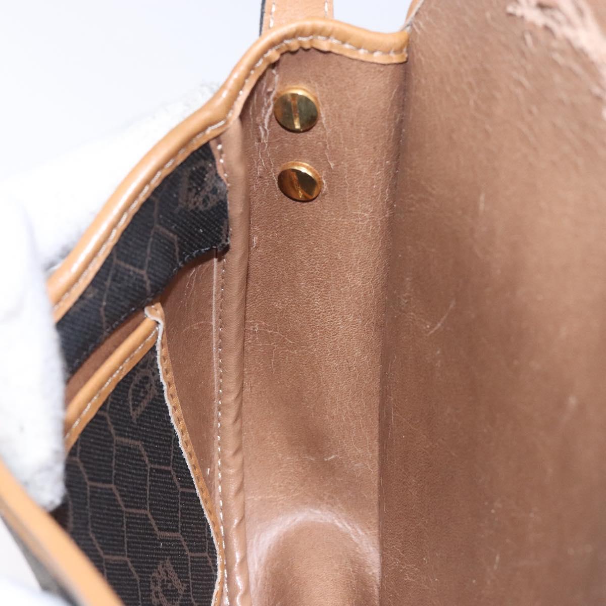 Christian Dior Honeycomb Canvas Shoulder Bag PVC Black Gold Auth yk18869