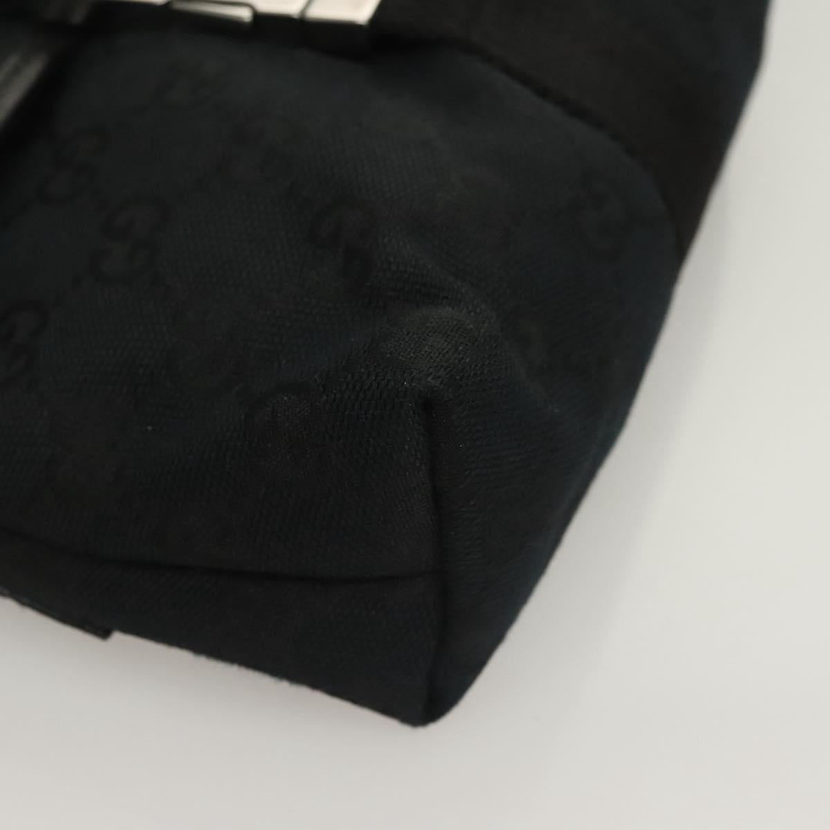 GUCCI GG Canvas Waist Bag Black Silver 131236 Auth yk18870