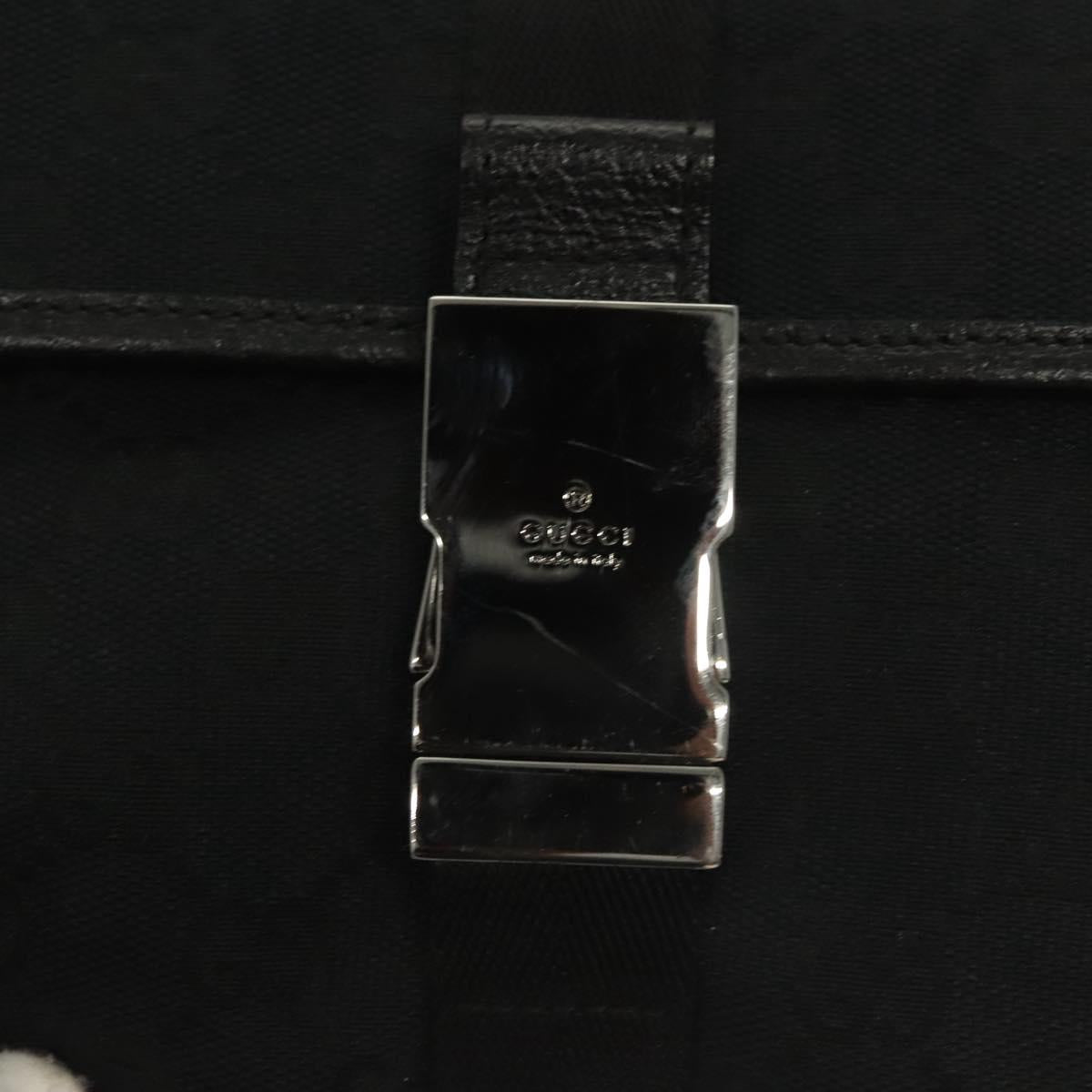 GUCCI GG Canvas Waist Bag Black Silver 131236 Auth yk18870