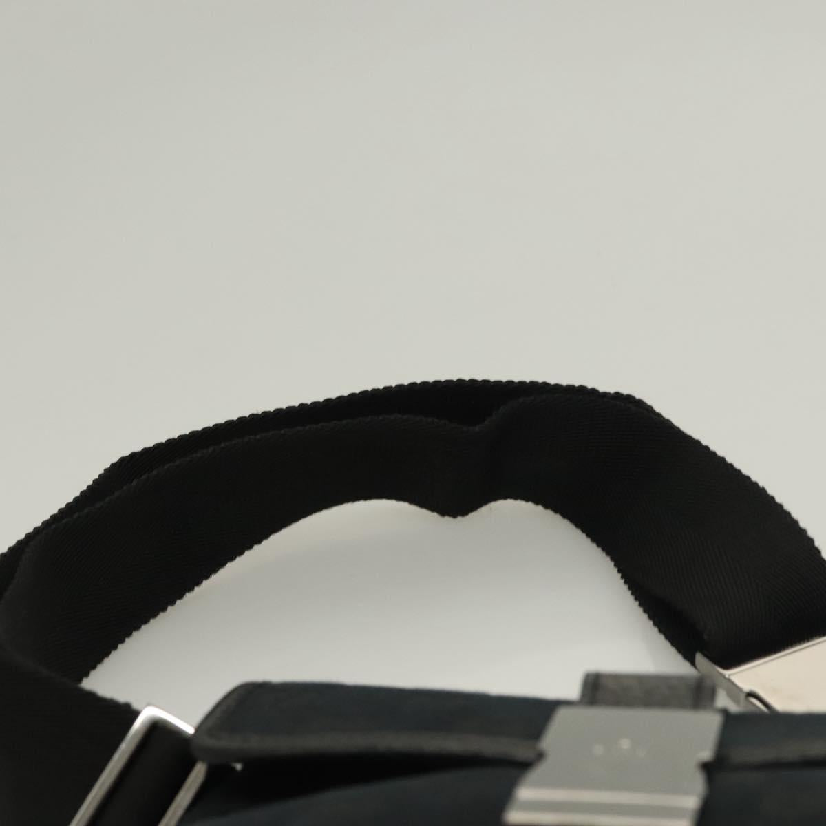 GUCCI GG Canvas Waist Bag Black Silver 131236 Auth yk18870