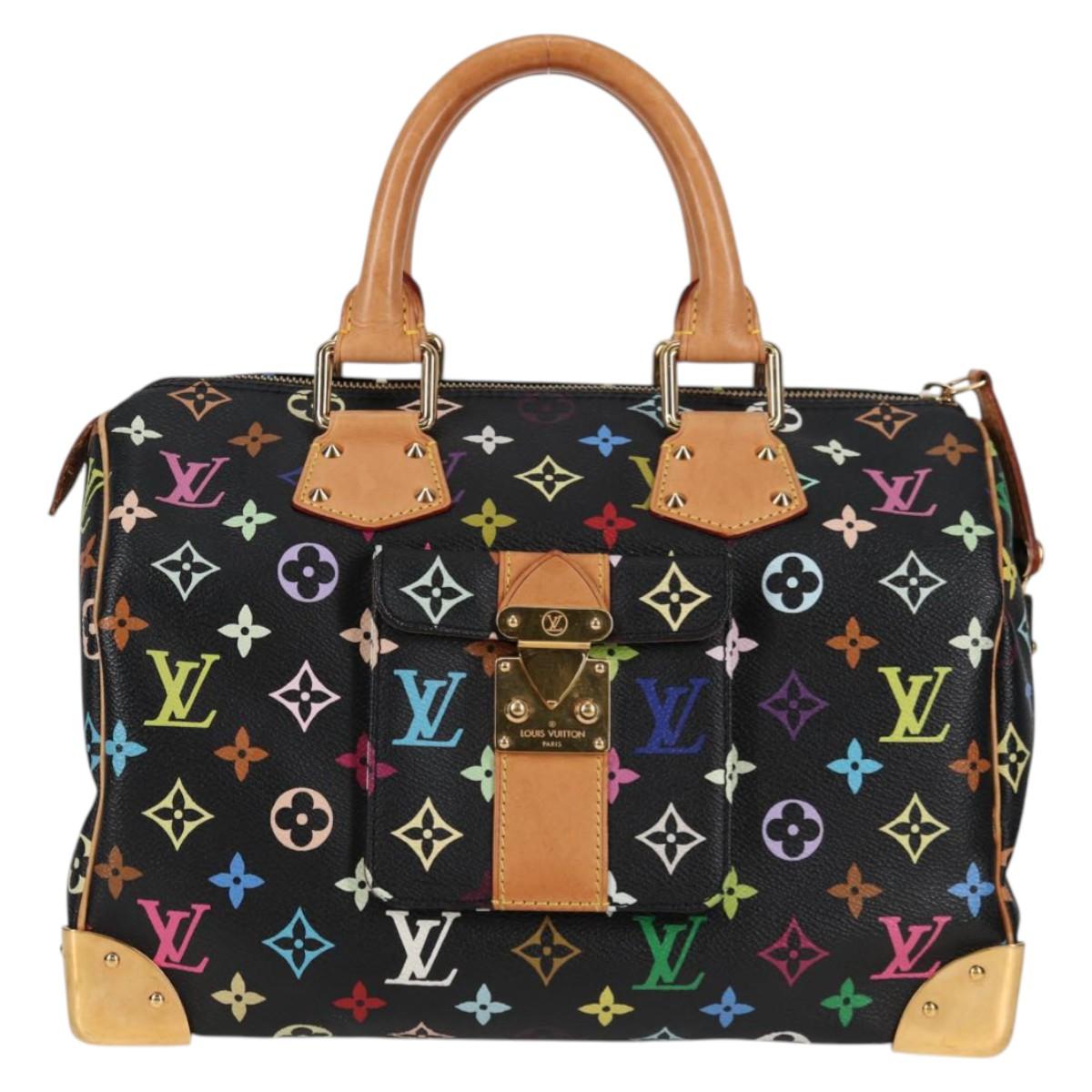 LOUIS VUITTON Monogram Multicolor Speedy 30 Hand Bag Black M92642 Auth yk18882V