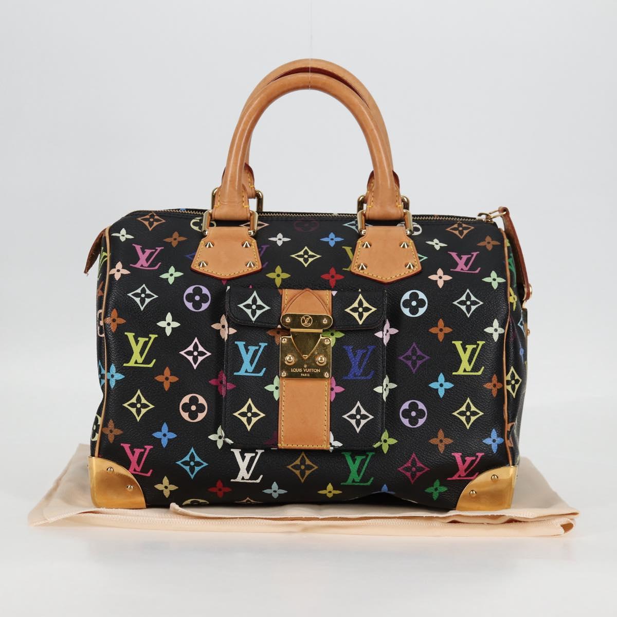 LOUIS VUITTON Monogram Multicolor Speedy 30 Hand Bag Black M92642 Auth yk18882V
