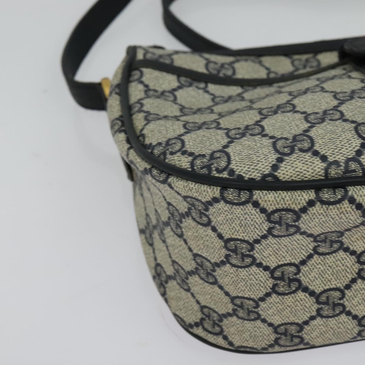 GUCCI GG Supreme Sherry Line Shoulder Bag PVC Navy Gold 89 02 032 Auth yk18894