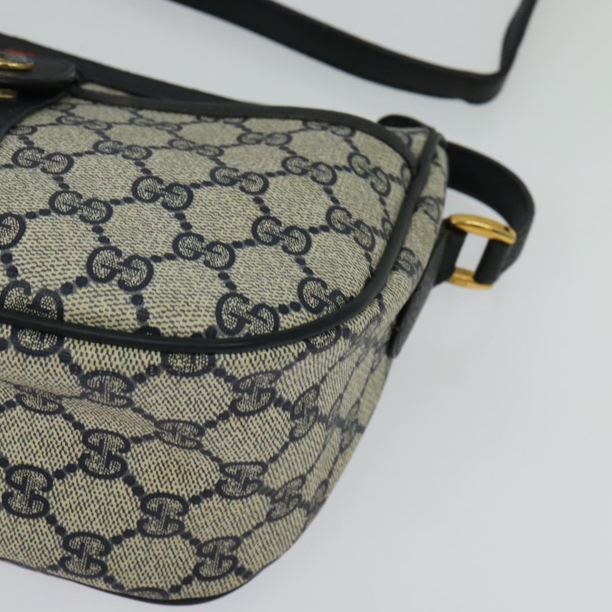 GUCCI GG Supreme Sherry Line Shoulder Bag PVC Navy Gold 89 02 032 Auth yk18894