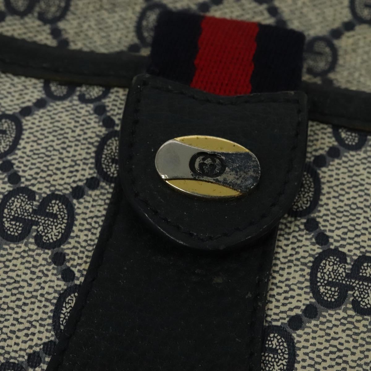 GUCCI GG Supreme Sherry Line Shoulder Bag PVC Navy Gold 89 02 032 Auth yk18894