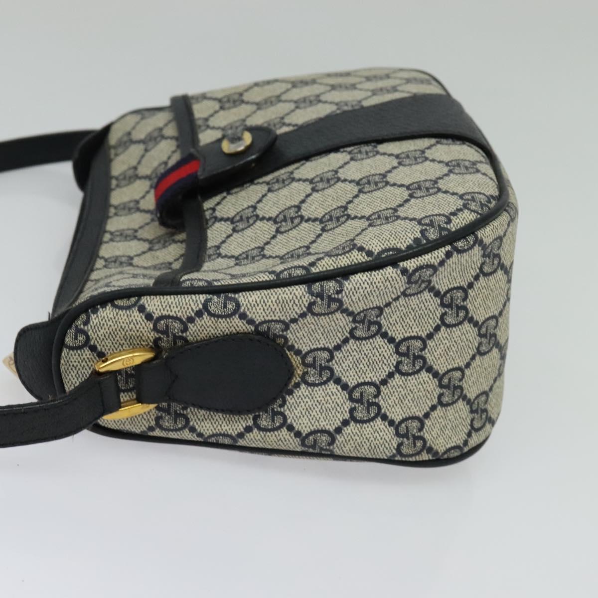 GUCCI GG Supreme Sherry Line Shoulder Bag PVC Navy Gold 89 02 032 Auth yk18894