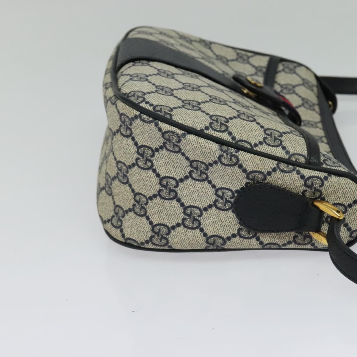 GUCCI GG Supreme Sherry Line Shoulder Bag PVC Navy Gold 89 02 032 Auth yk18894