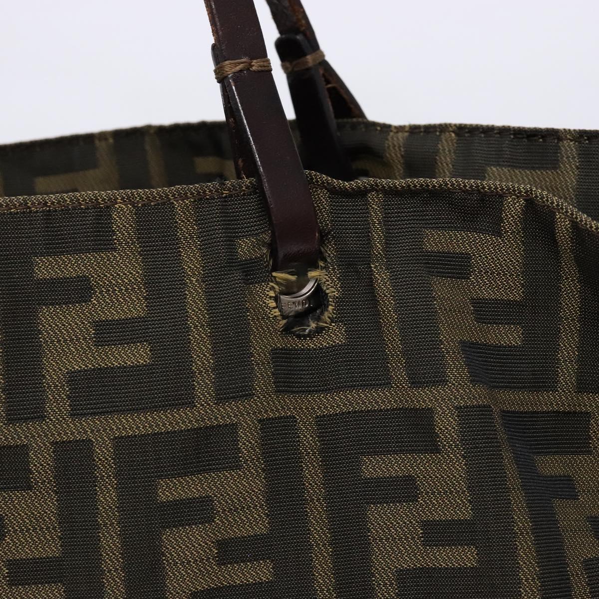 FENDI Zucca Canvas Hand Bag Black Brown Auth yk18896