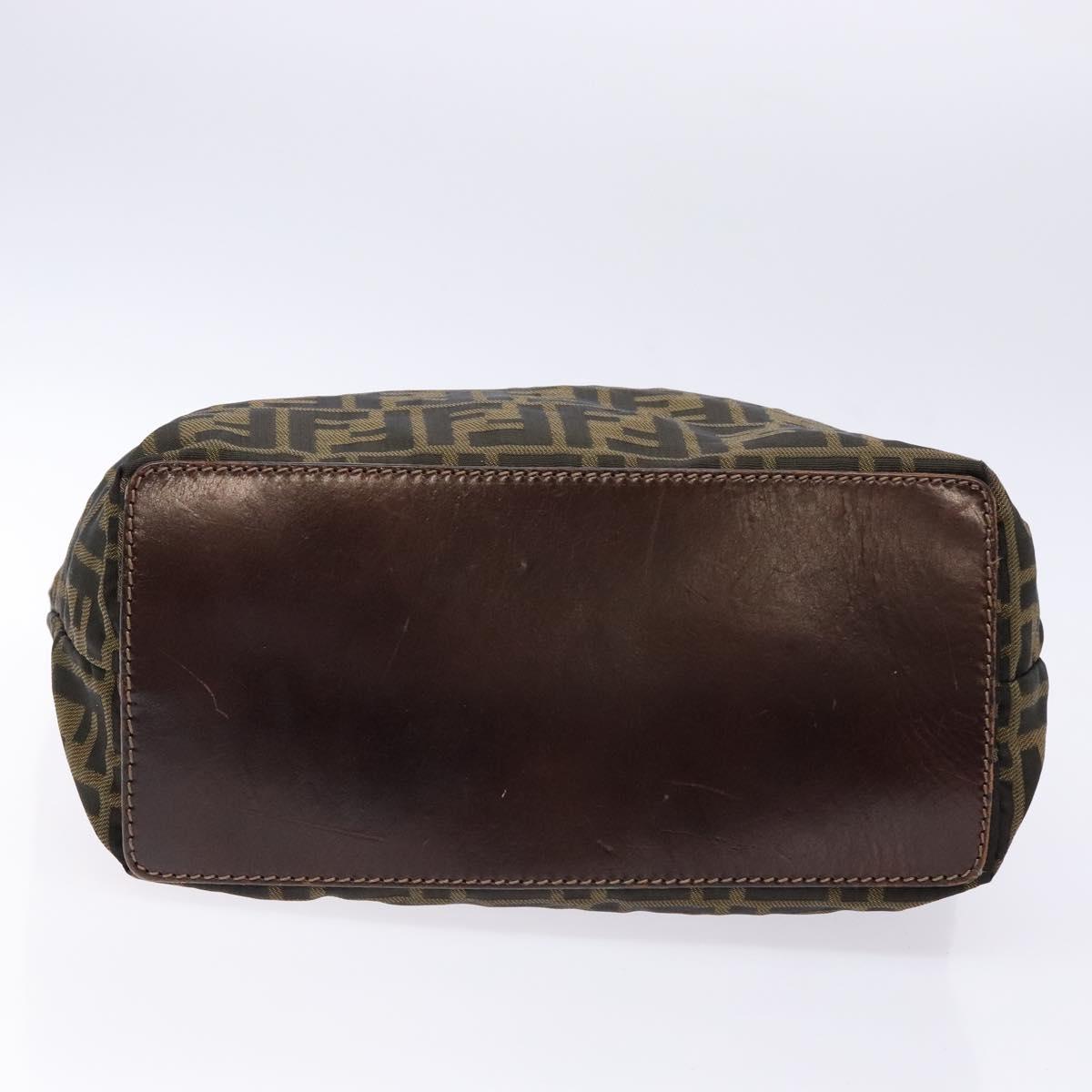FENDI Zucca Canvas Hand Bag Black Brown Auth yk18896