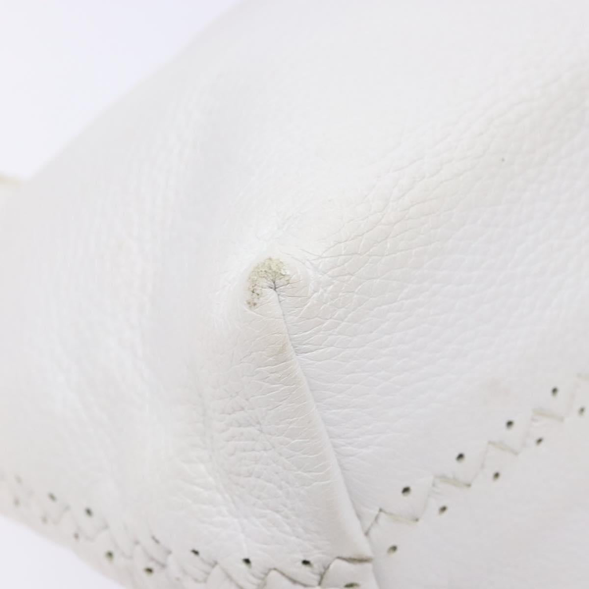 BOTTEGA VENETA Shoulder Bag Leather White Auth yk18912