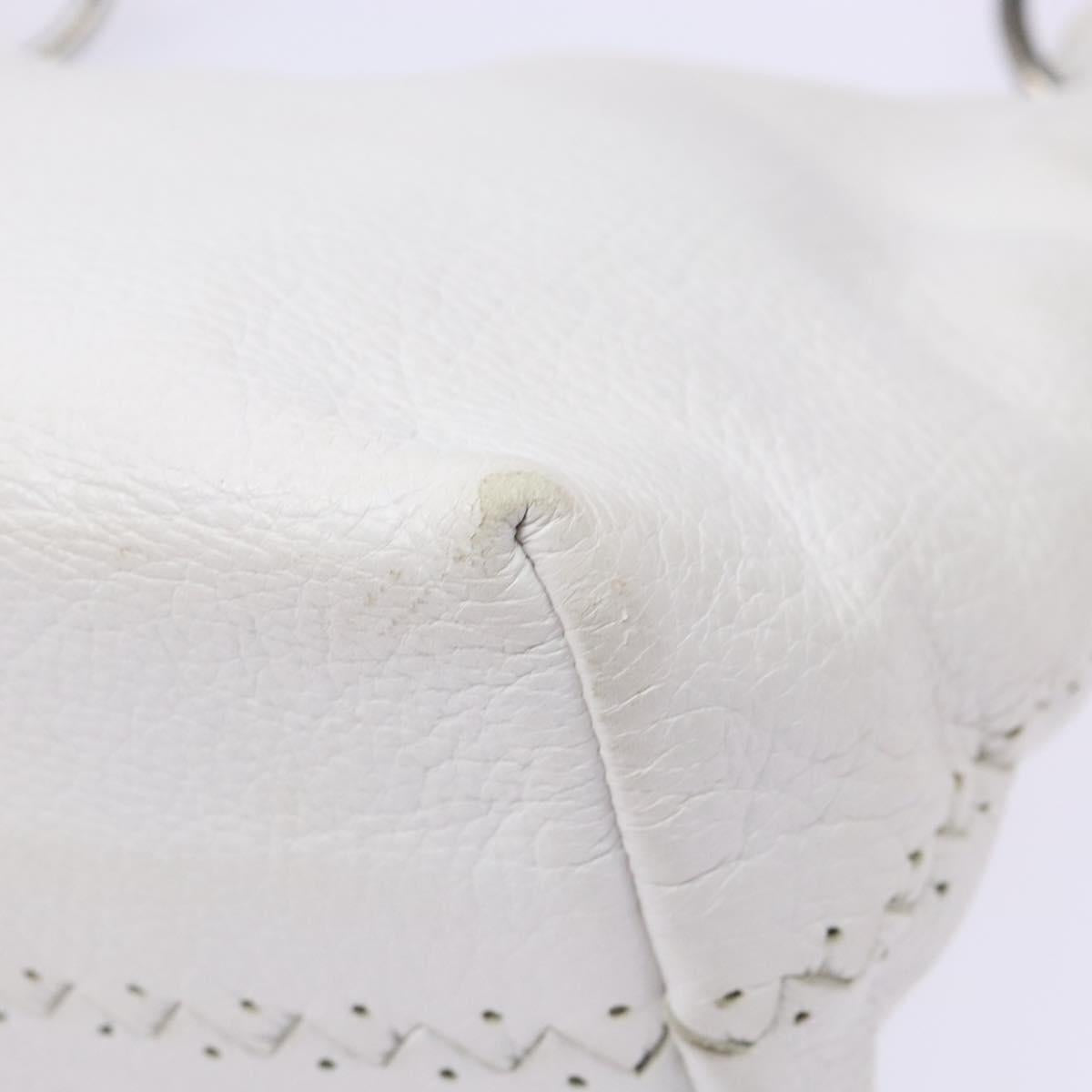 BOTTEGA VENETA Shoulder Bag Leather White Auth yk18912