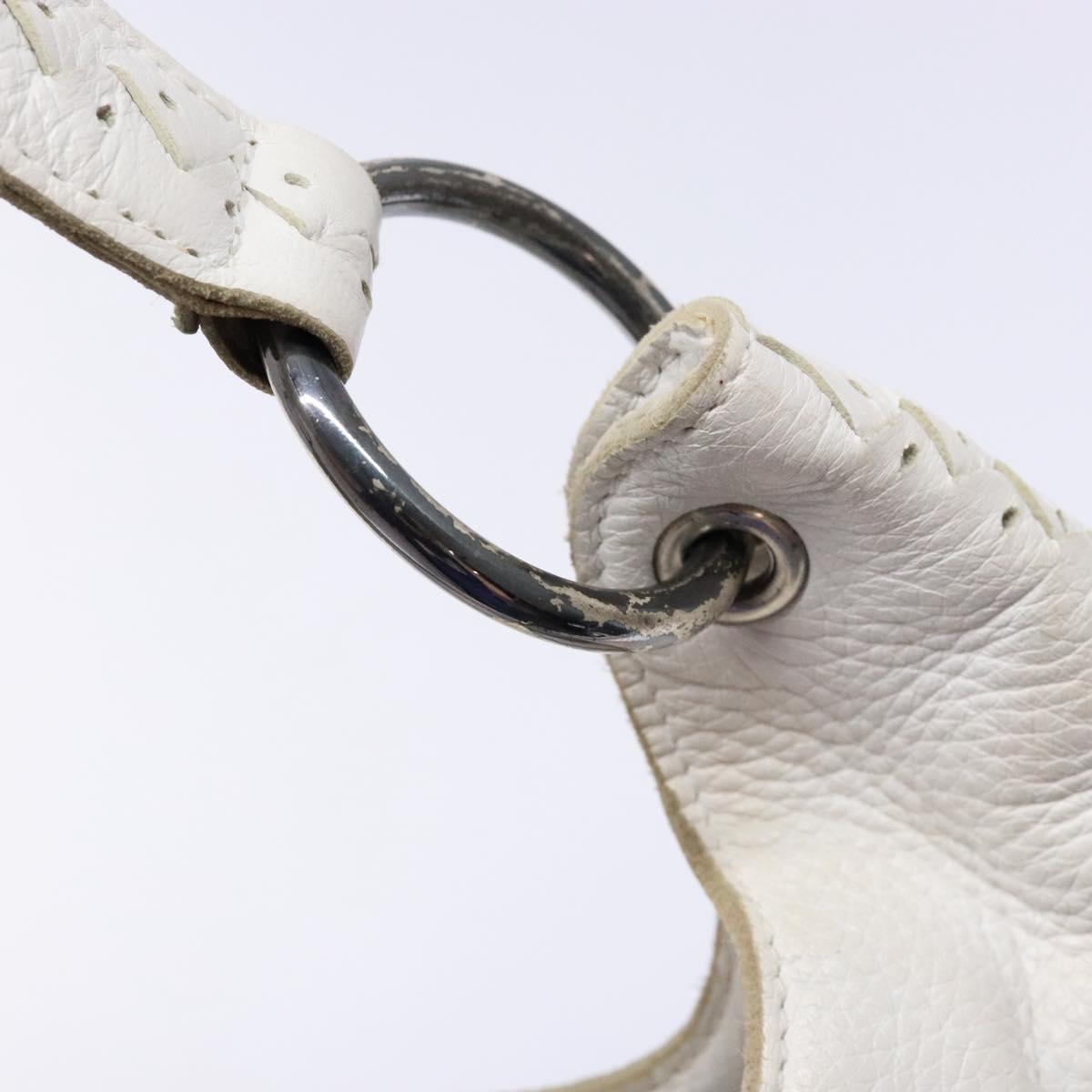 BOTTEGA VENETA Shoulder Bag Leather White Auth yk18912