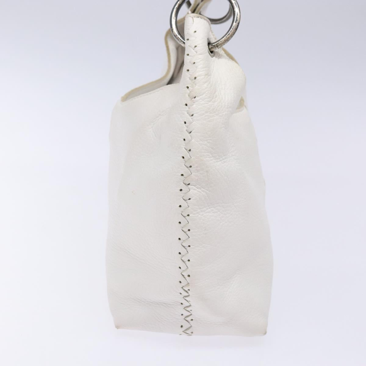 BOTTEGA VENETA Shoulder Bag Leather White Auth yk18912