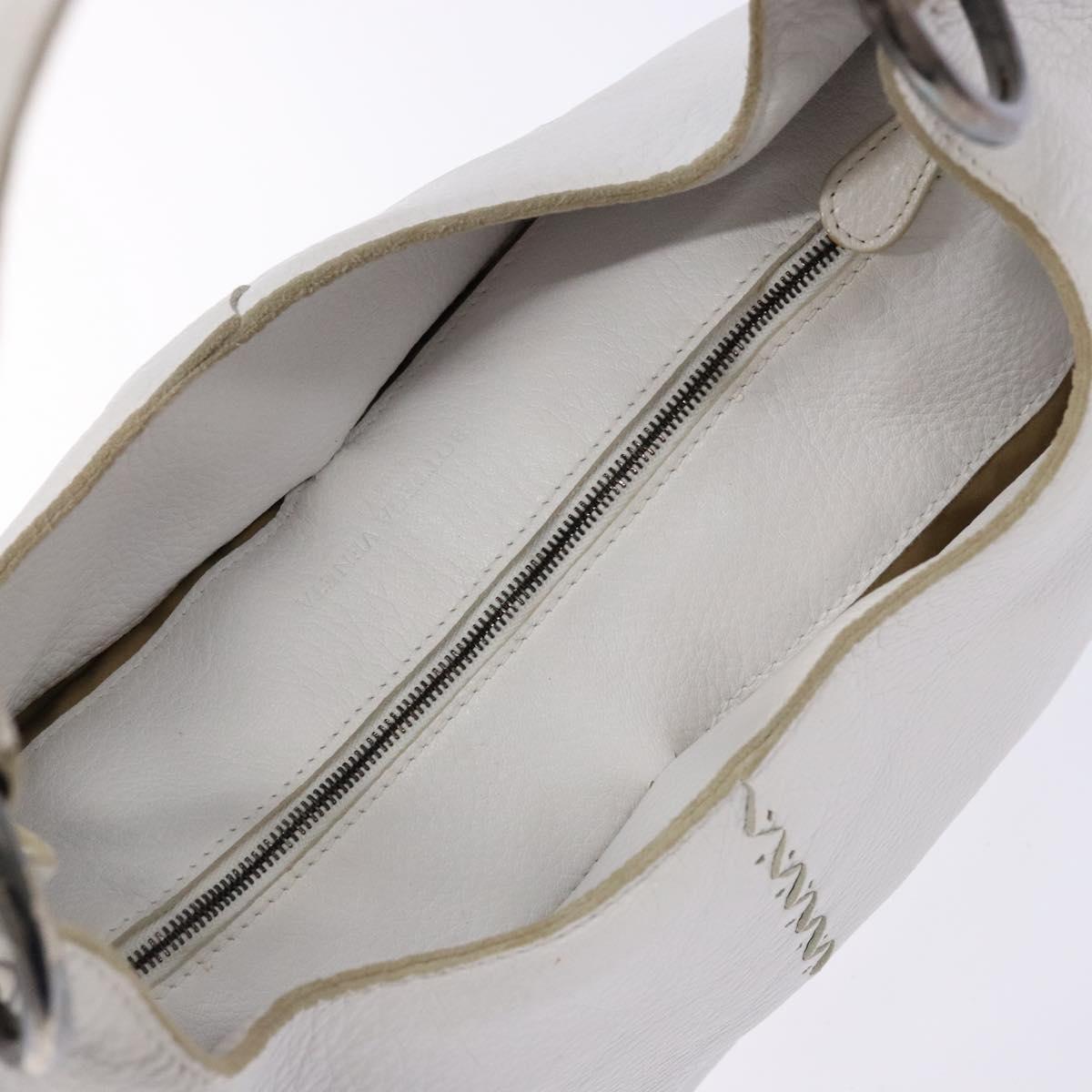 BOTTEGA VENETA Shoulder Bag Leather White Auth yk18912