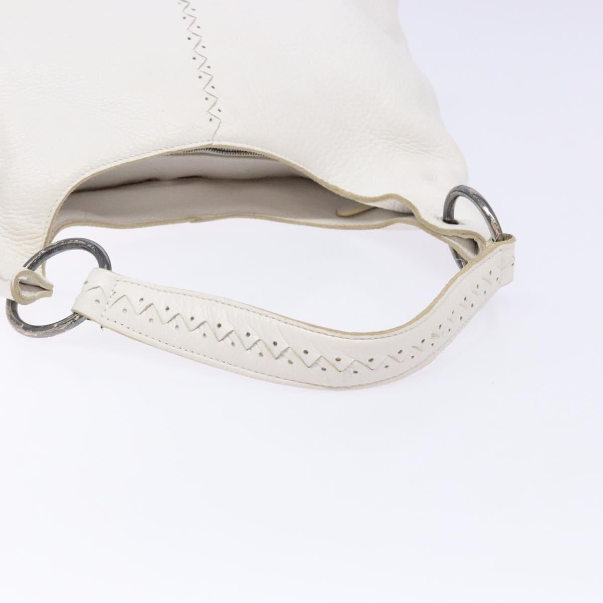 BOTTEGA VENETA Shoulder Bag Leather White Auth yk18912