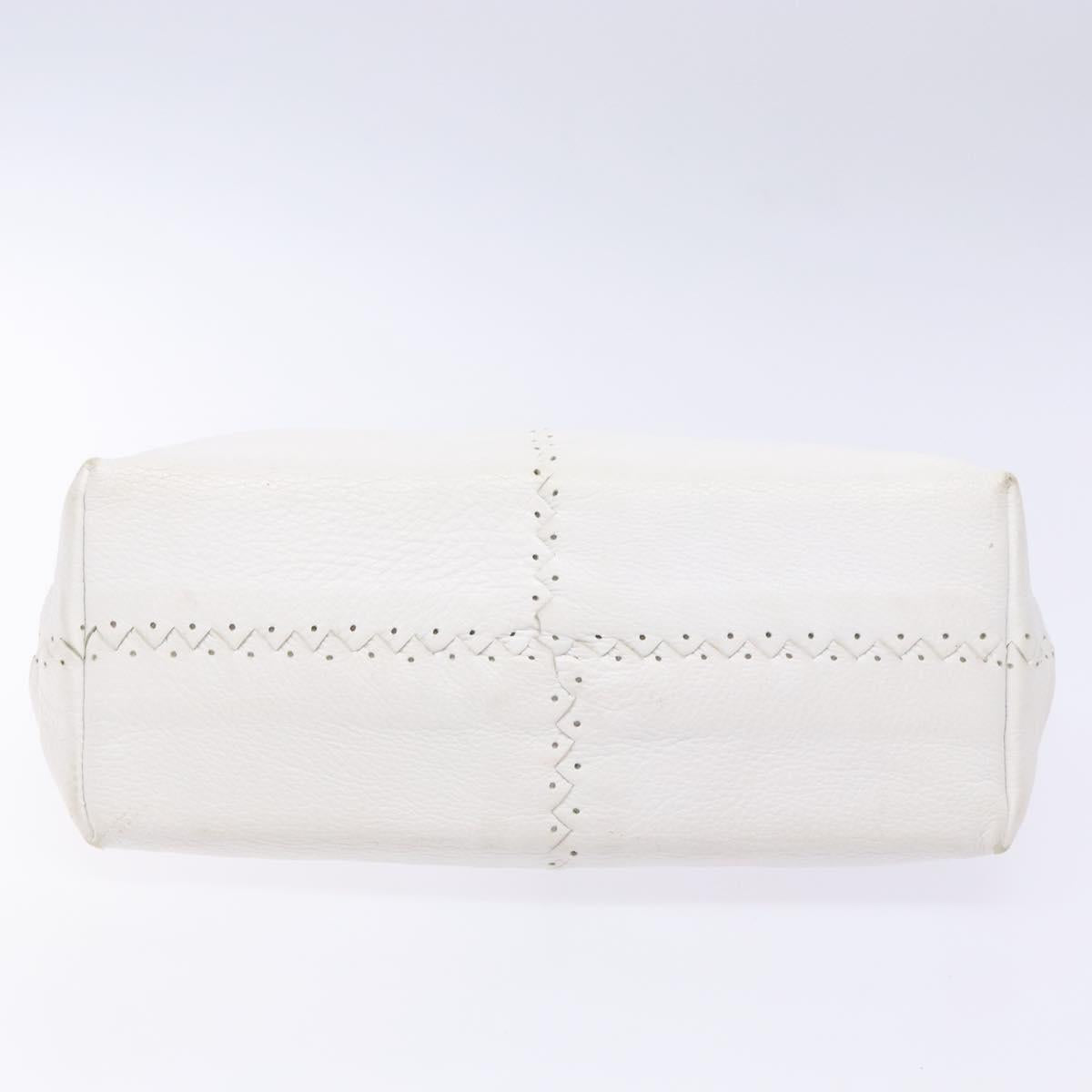 BOTTEGA VENETA Shoulder Bag Leather White Auth yk18912