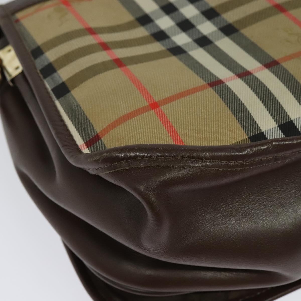 Burberrys Nova Check Shoulder Bag Canvas Leather Beige Gold Auth yk18913