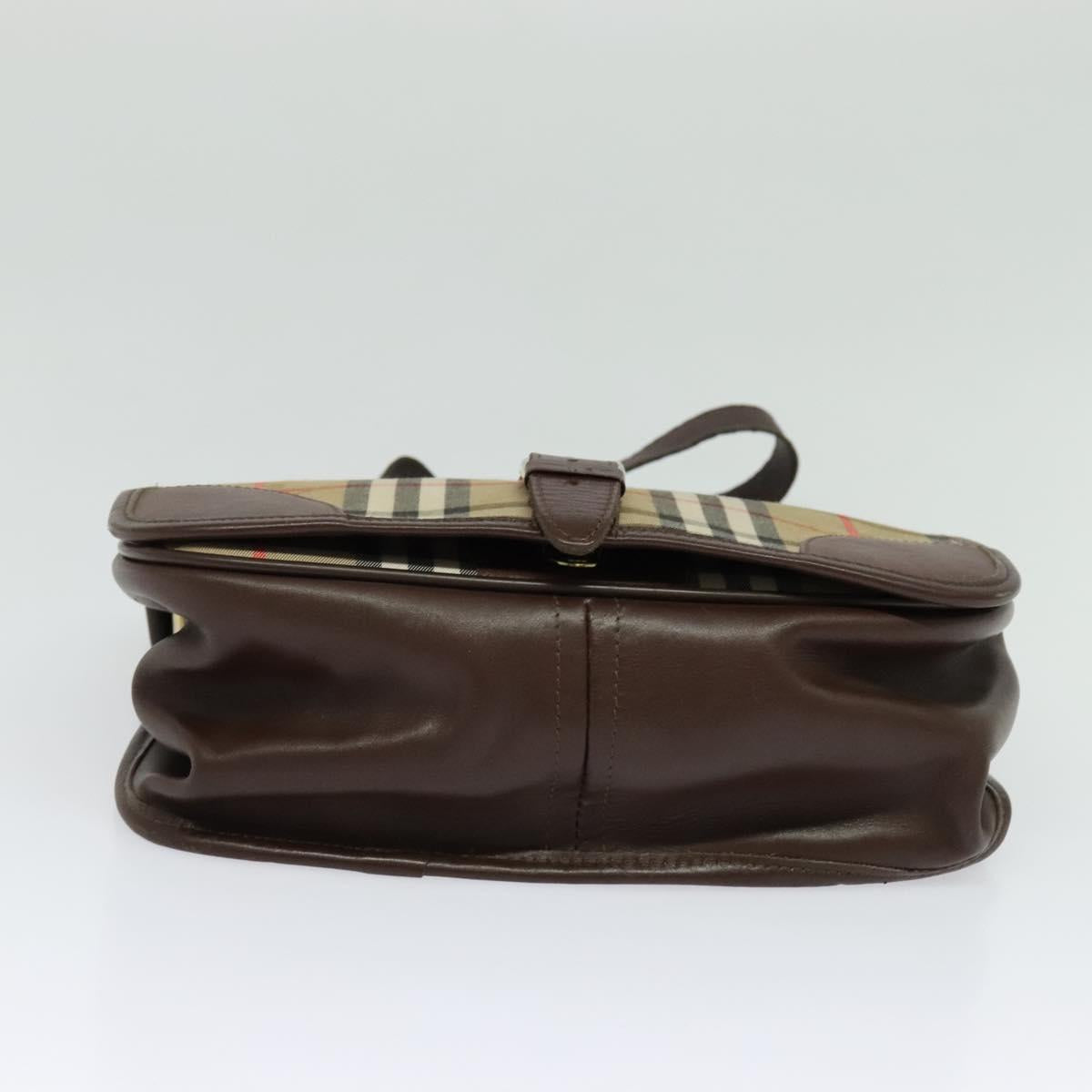 Burberrys Nova Check Shoulder Bag Canvas Leather Beige Gold Auth yk18913