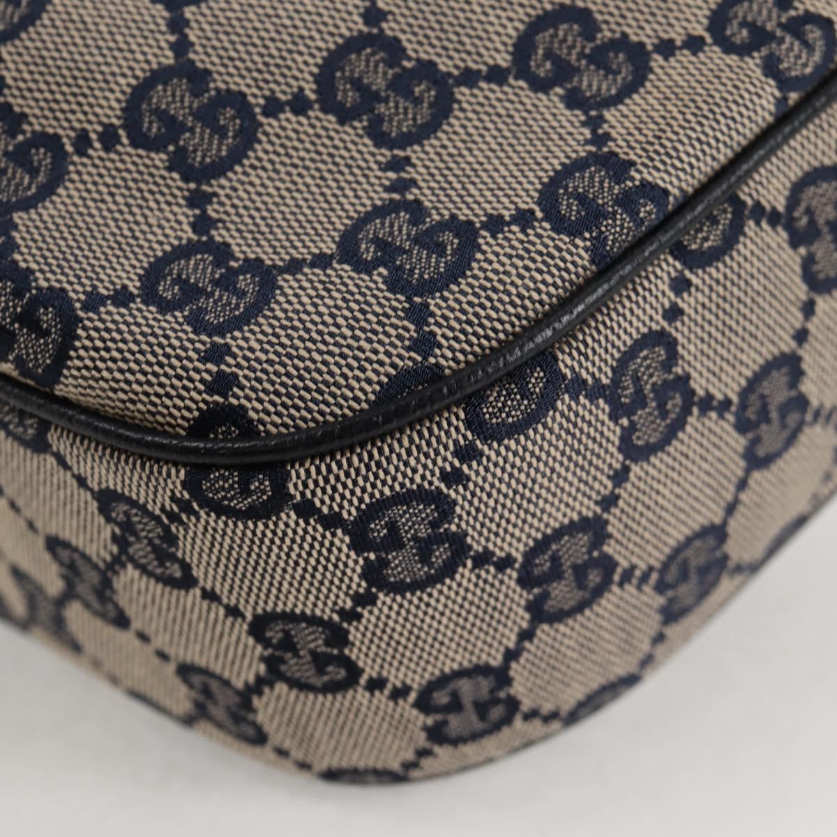 GUCCI GG Canvas Sherry Line Shoulder Bag Navy Beige Red 145757 Auth yk18918V