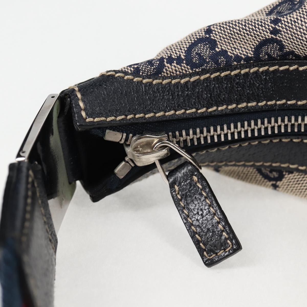 GUCCI GG Canvas Sherry Line Shoulder Bag Navy Beige Red 145757 Auth yk18918V