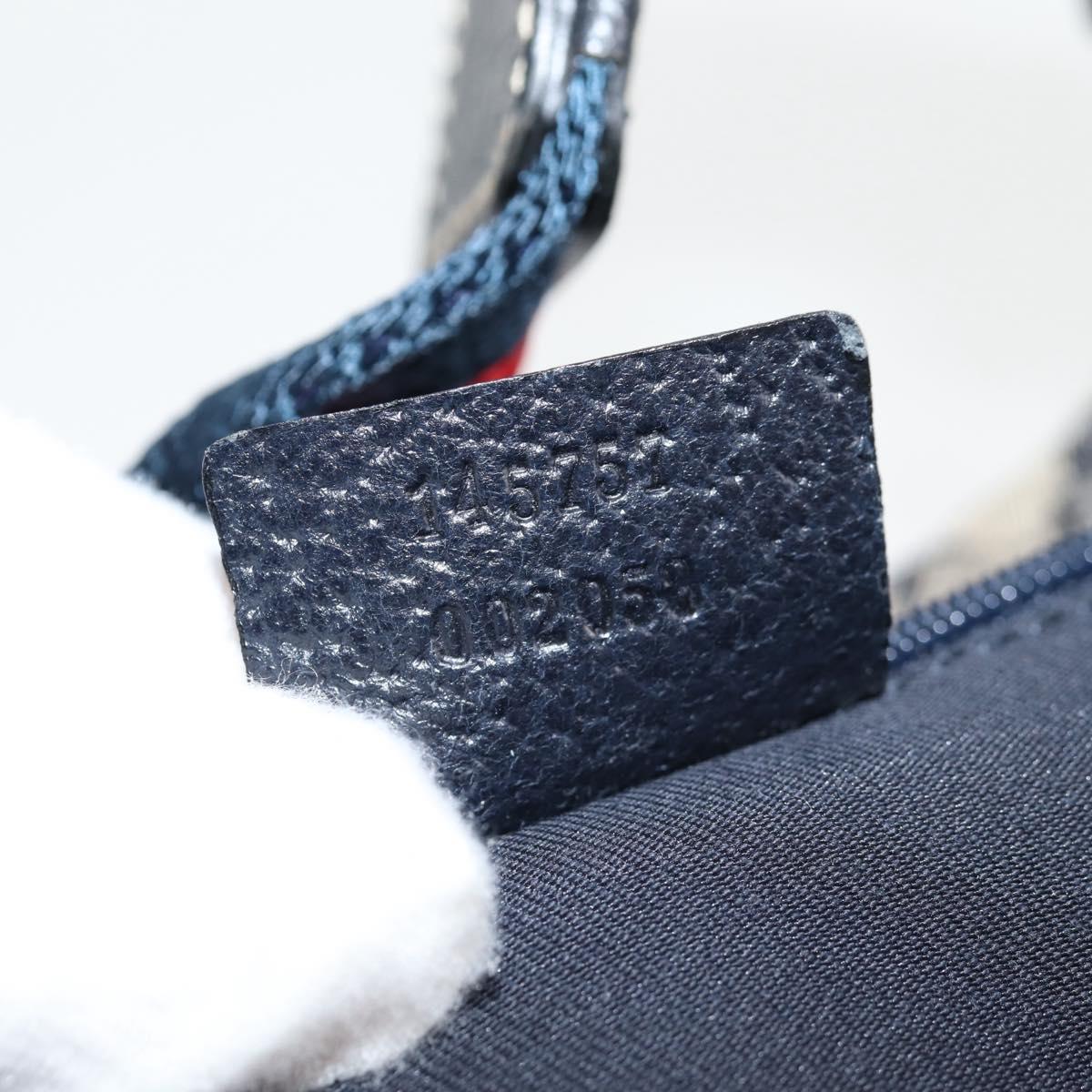 GUCCI GG Canvas Sherry Line Shoulder Bag Navy Beige Red 145757 Auth yk18918V