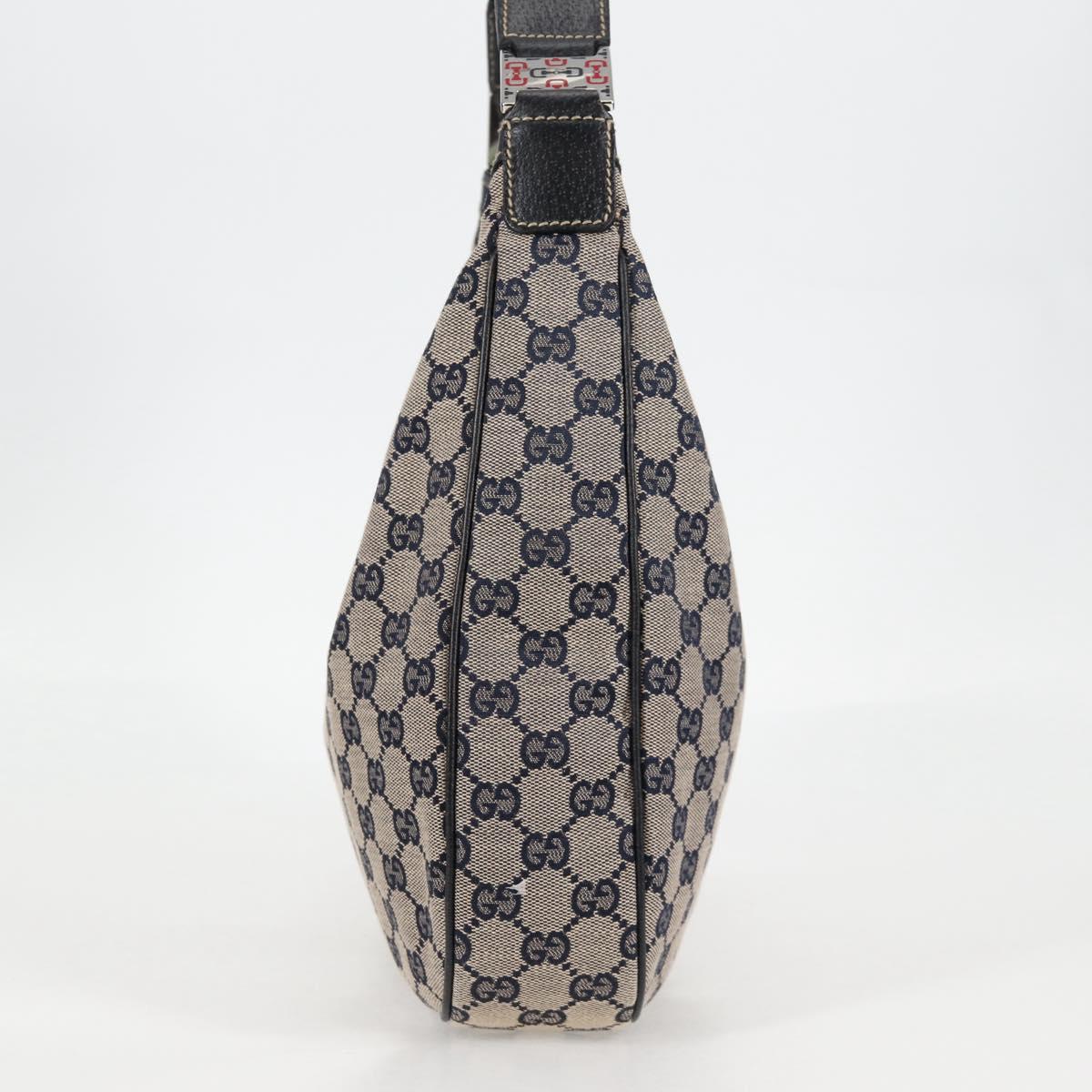 GUCCI GG Canvas Sherry Line Shoulder Bag Navy Beige Red 145757 Auth yk18918V