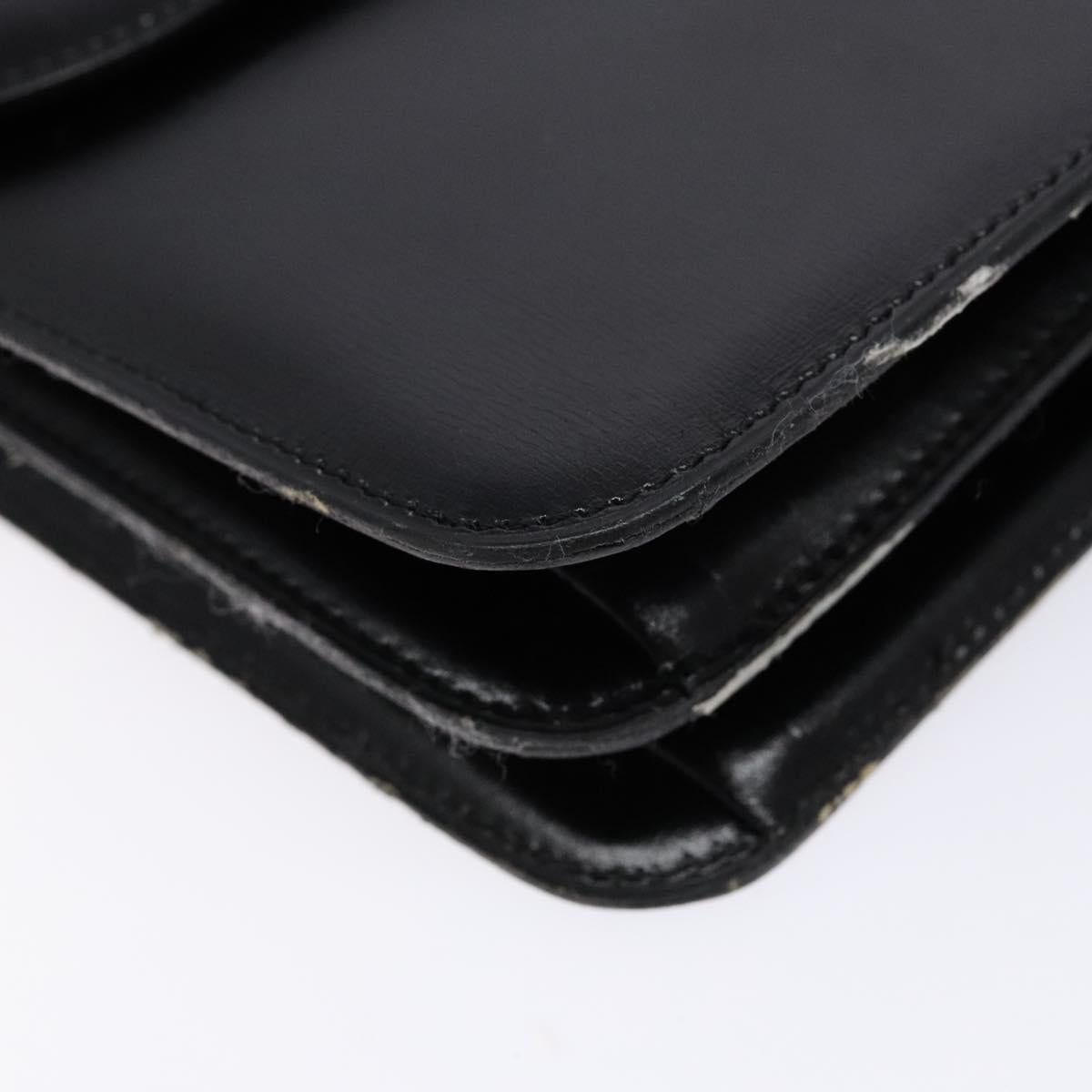 Christian Dior Shoulder Bag Leather Black Gold Auth yk18937