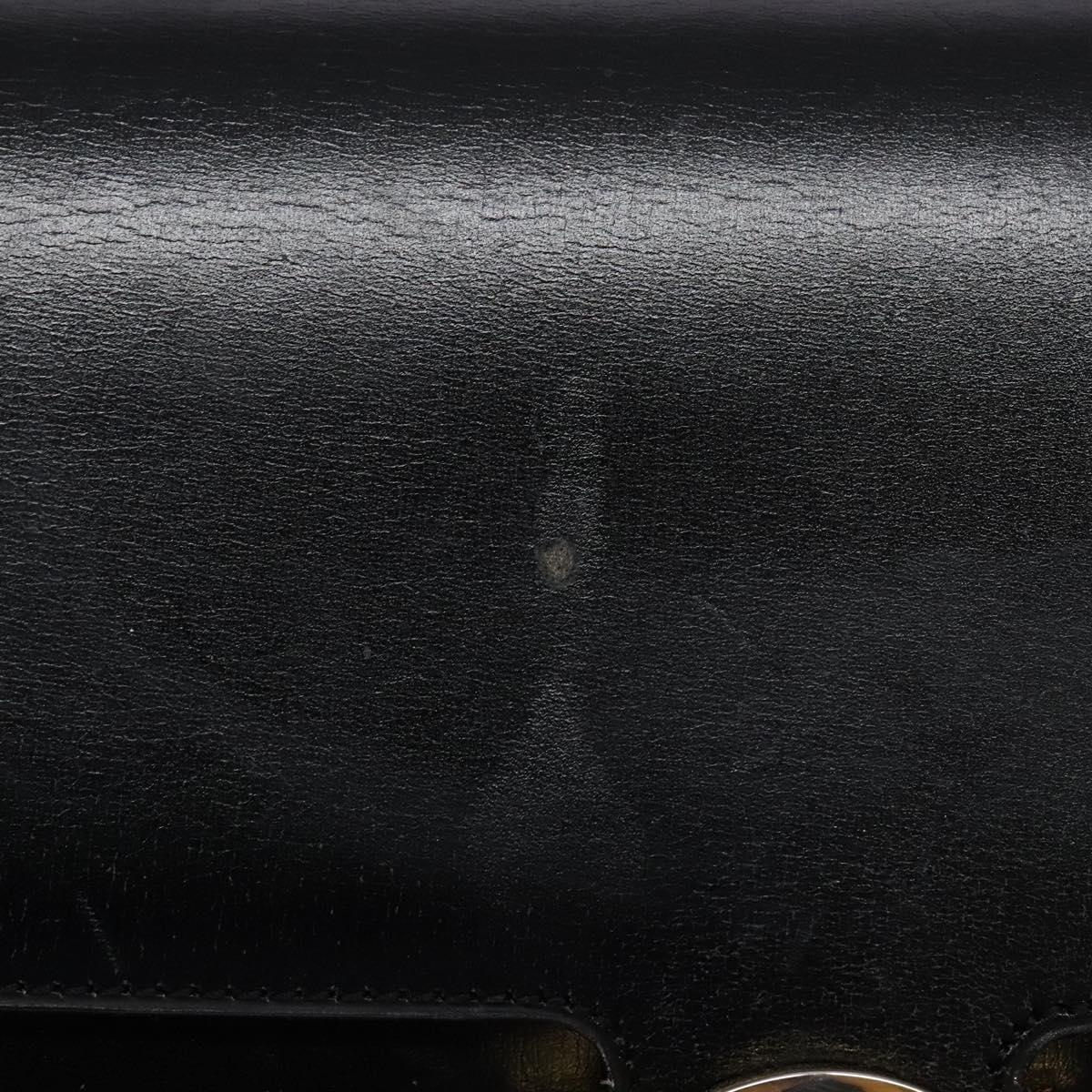 Christian Dior Shoulder Bag Leather Black Gold Auth yk18937