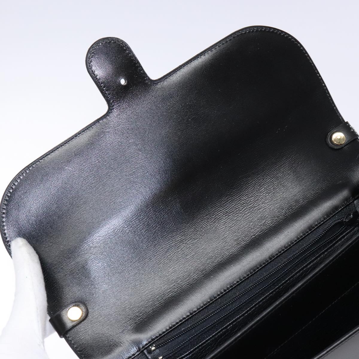 Christian Dior Shoulder Bag Leather Black Gold Auth yk18937