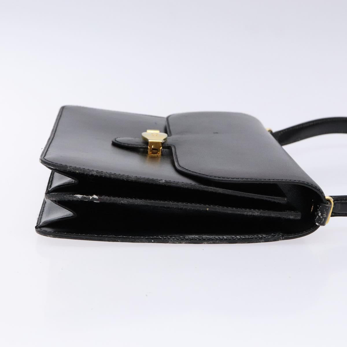 Christian Dior Shoulder Bag Leather Black Gold Auth yk18937