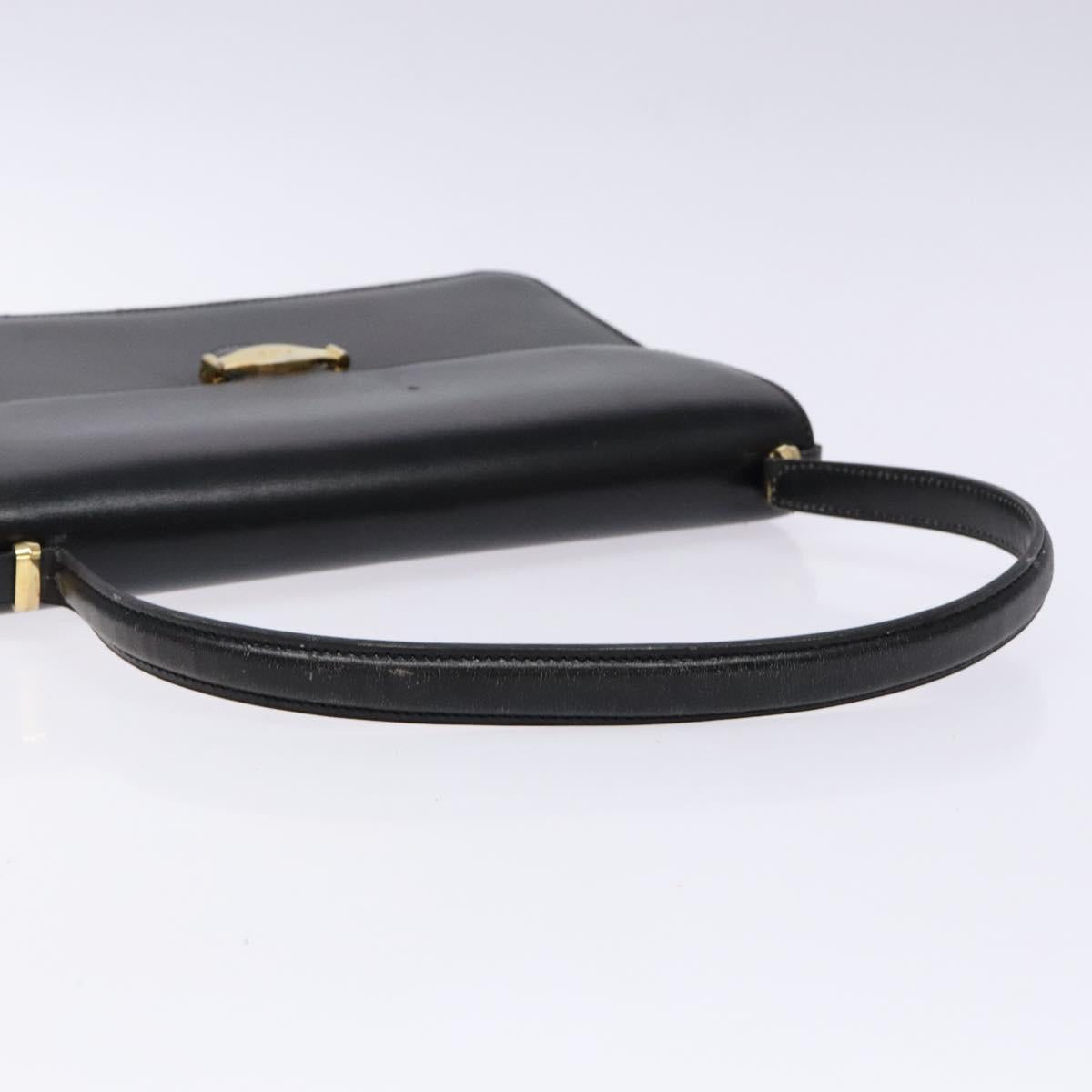 Christian Dior Shoulder Bag Leather Black Gold Auth yk18937