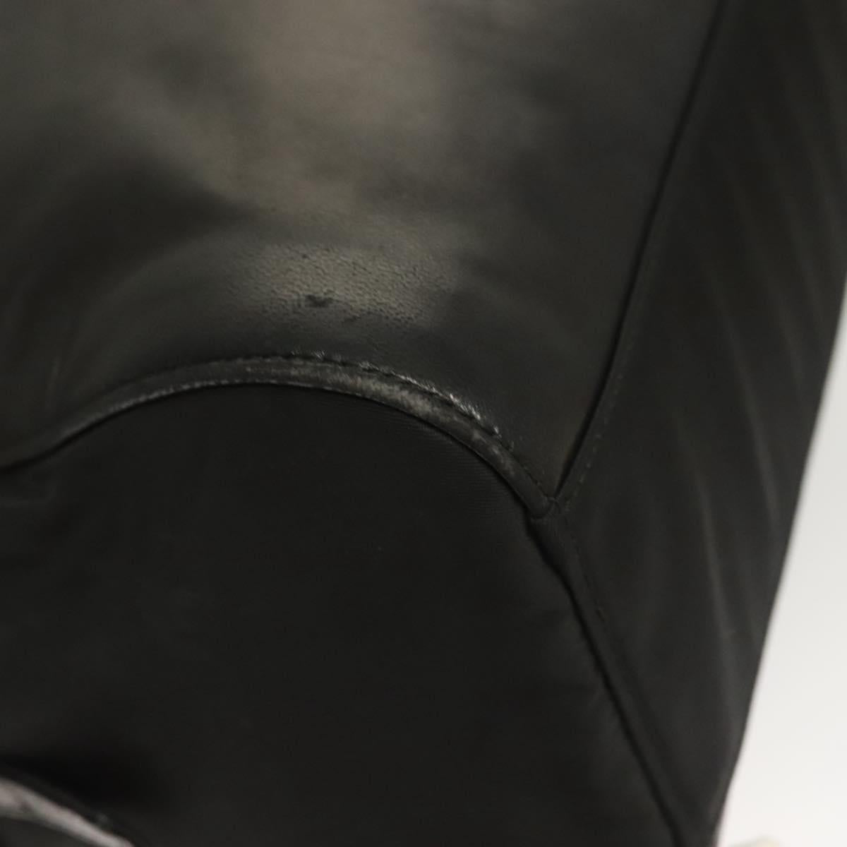 PRADA Chain Shoulder Bag Leather Black Gold Auth yk18939