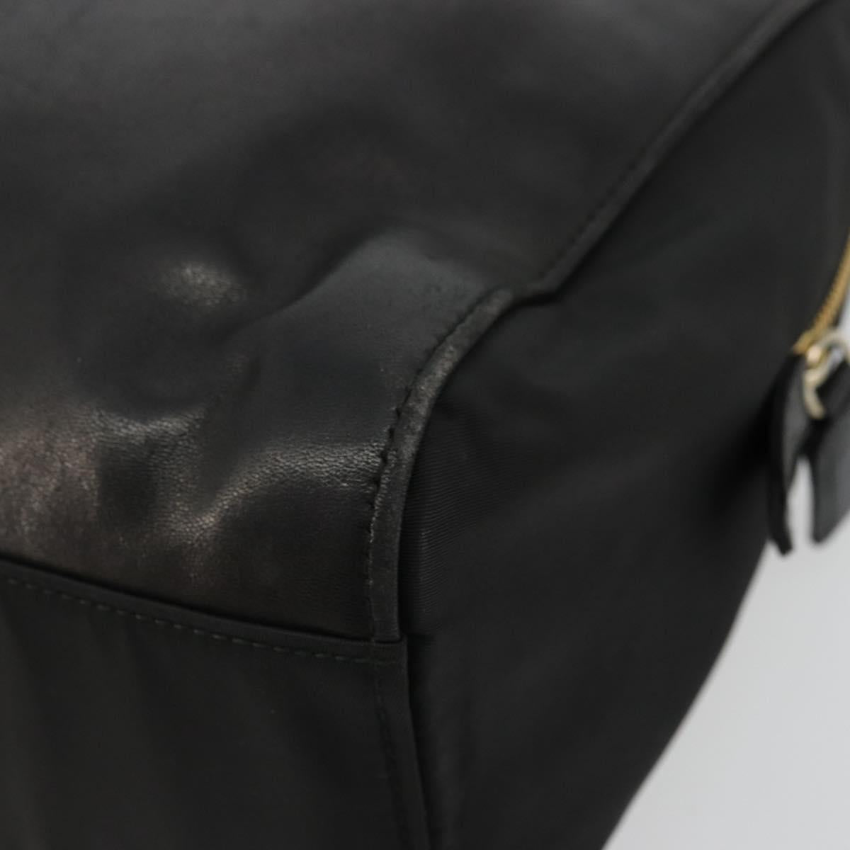 PRADA Chain Shoulder Bag Leather Black Gold Auth yk18939