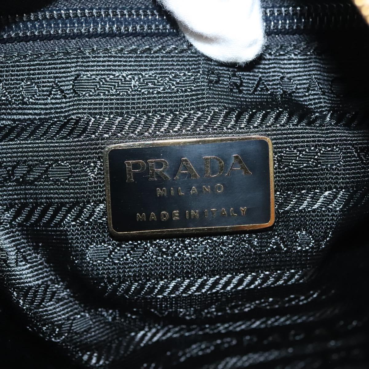 PRADA Chain Shoulder Bag Leather Black Gold Auth yk18939