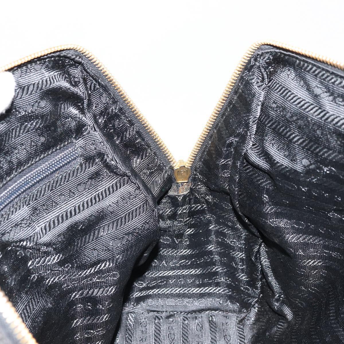 PRADA Chain Shoulder Bag Leather Black Gold Auth yk18939