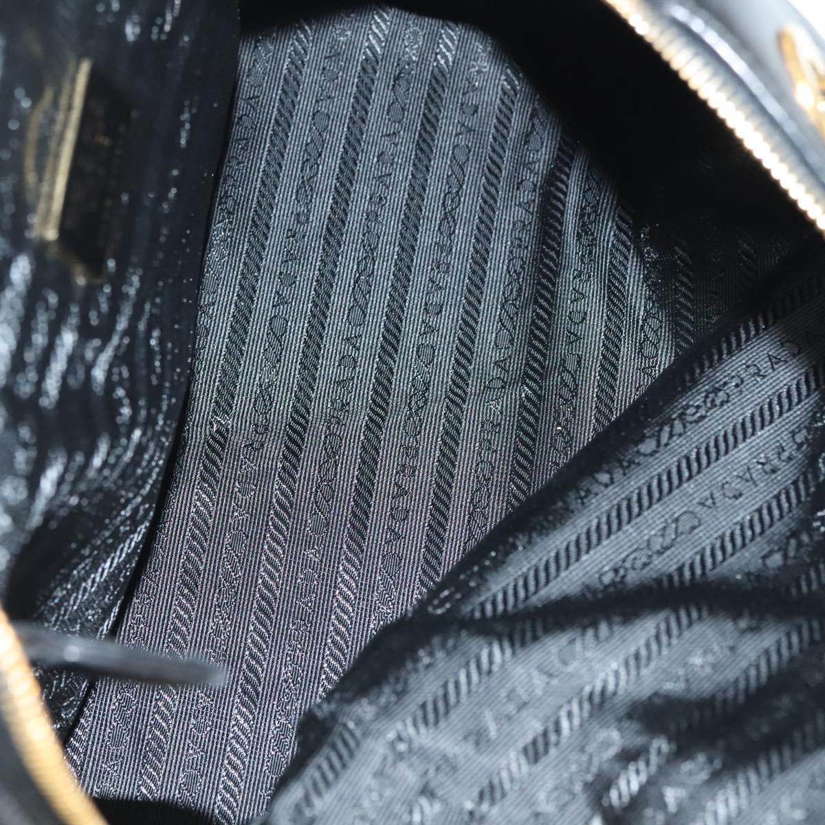 PRADA Chain Shoulder Bag Leather Black Gold Auth yk18939