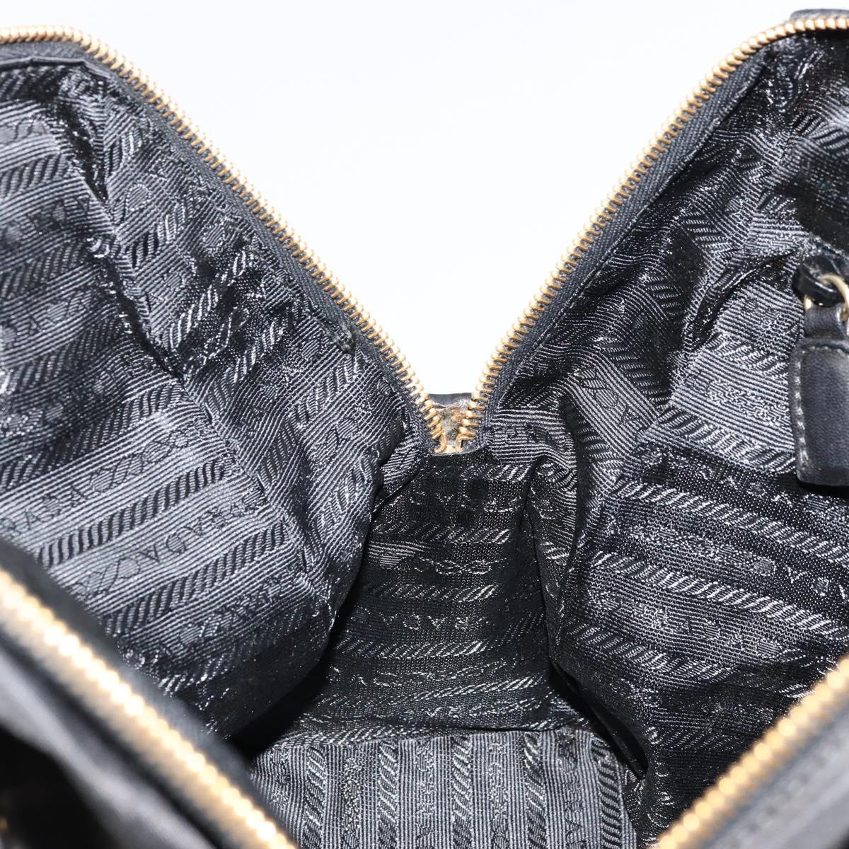 PRADA Chain Shoulder Bag Leather Black Gold Auth yk18939