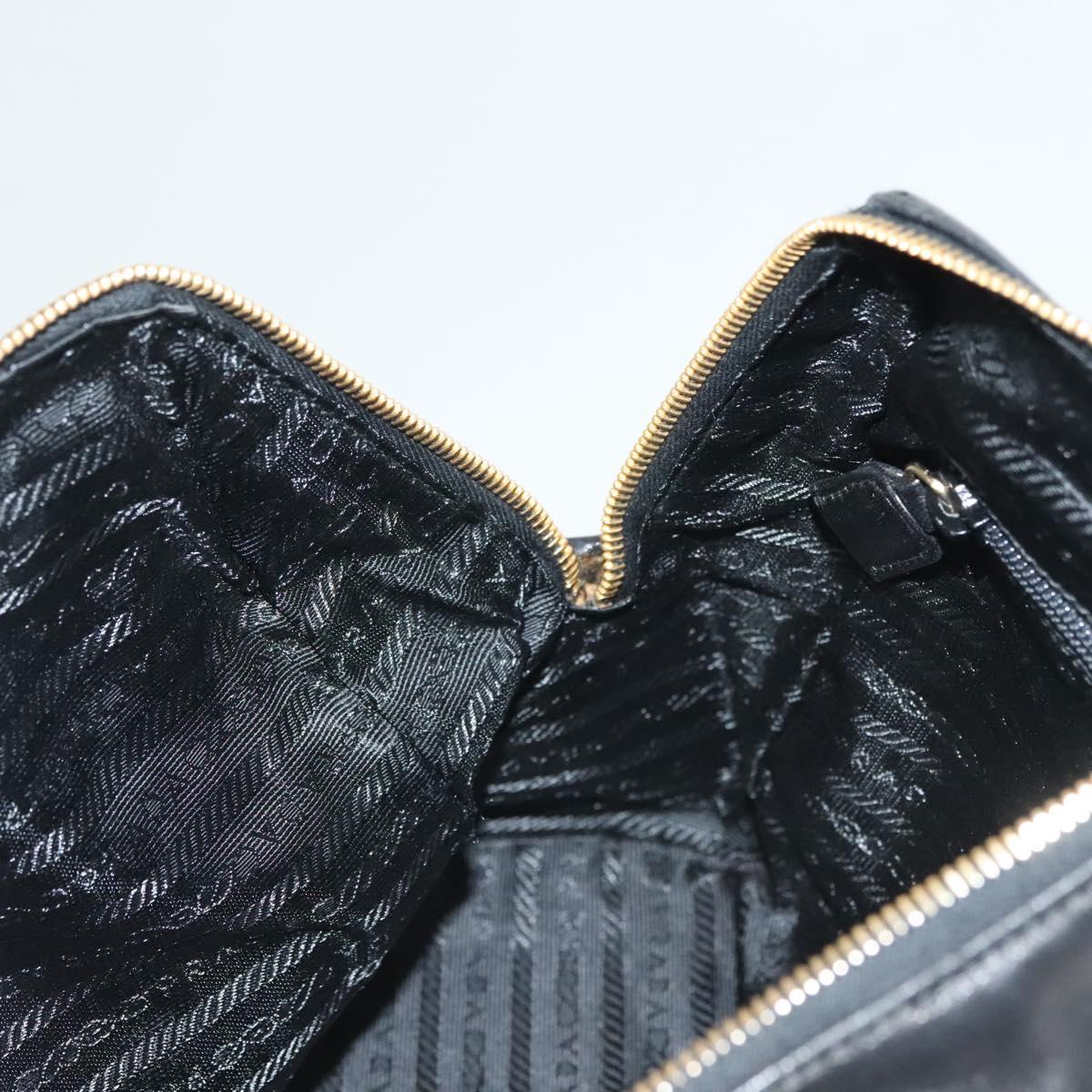 PRADA Chain Shoulder Bag Leather Black Gold Auth yk18939