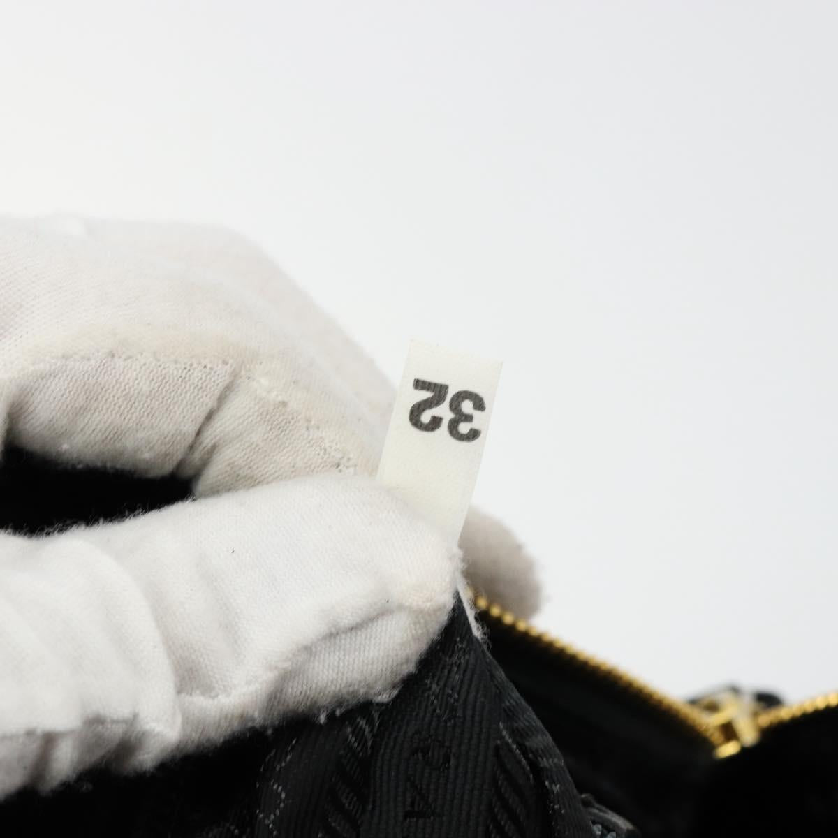PRADA Chain Shoulder Bag Leather Black Gold Auth yk18939