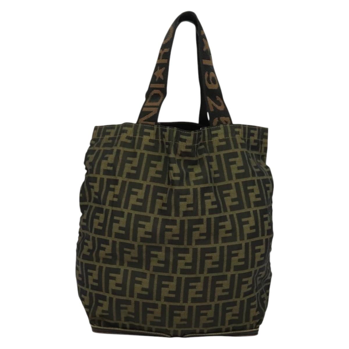 FENDI Zucca Canvas Tote Bag Black Brown Auth yk18964