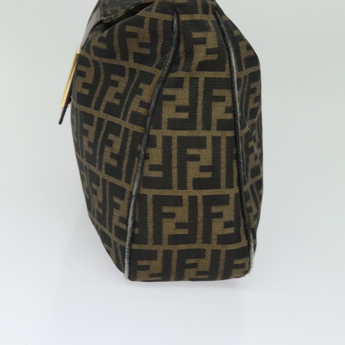 FENDI Zucca Canvas Shoulder Bag Black Brown gold Auth yk18972