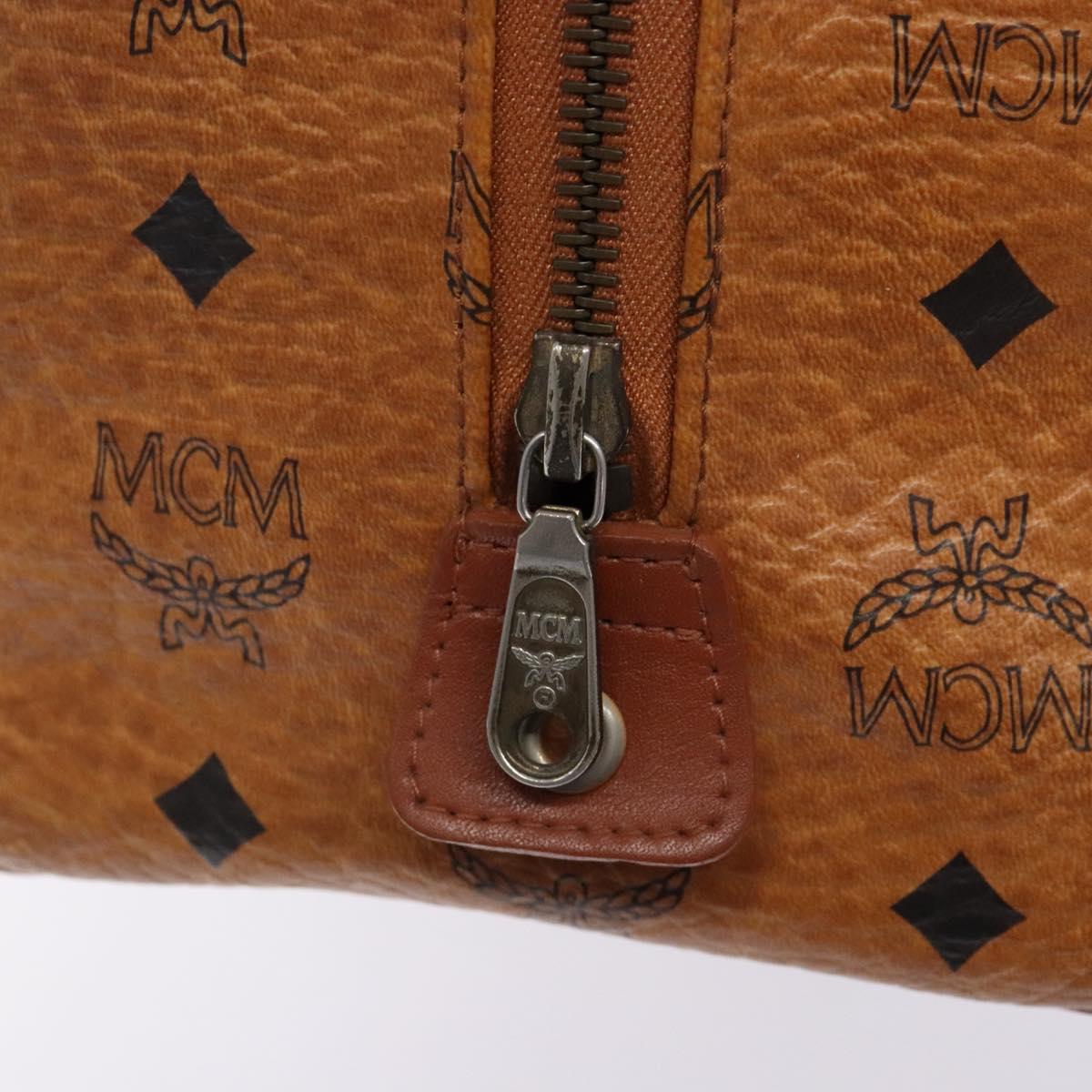 MCM Logogram Vicetos Hand Bag PVC Leather Brown Gold Auth yk18983