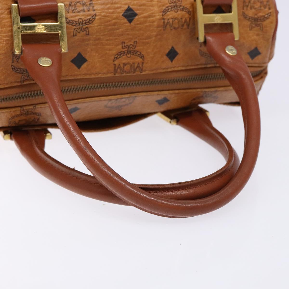 MCM Logogram Vicetos Hand Bag PVC Leather Brown Gold Auth yk18983