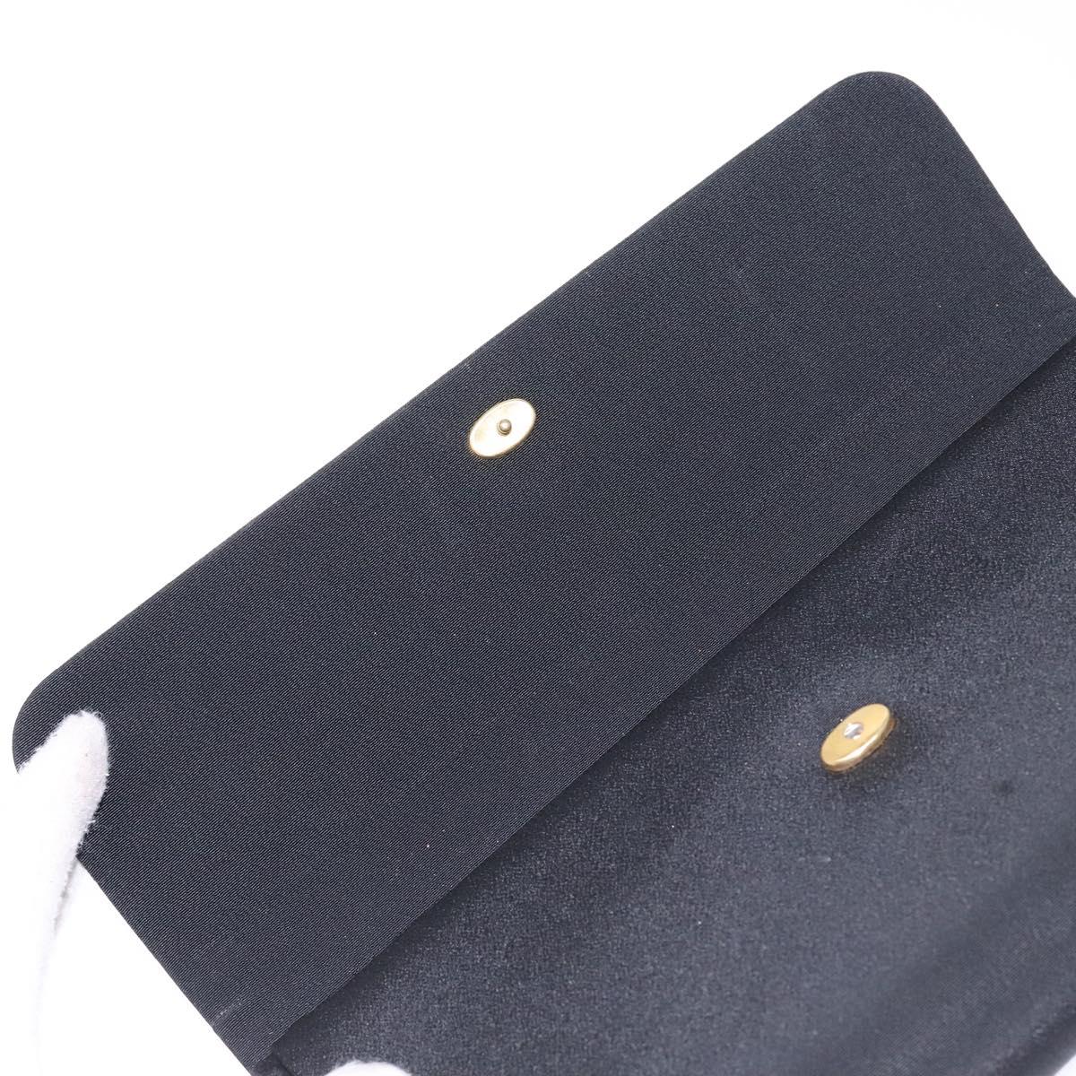 GUCCI Clutch Bag Canvas Black Gold Auth yk18984