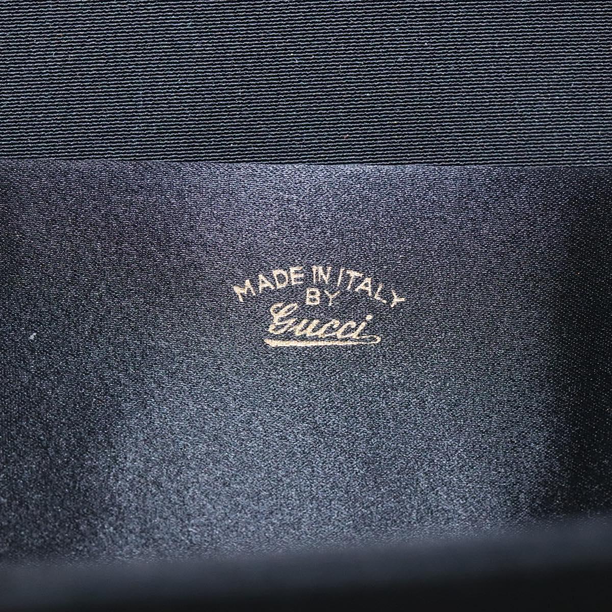 GUCCI Clutch Bag Canvas Black Gold Auth yk18984